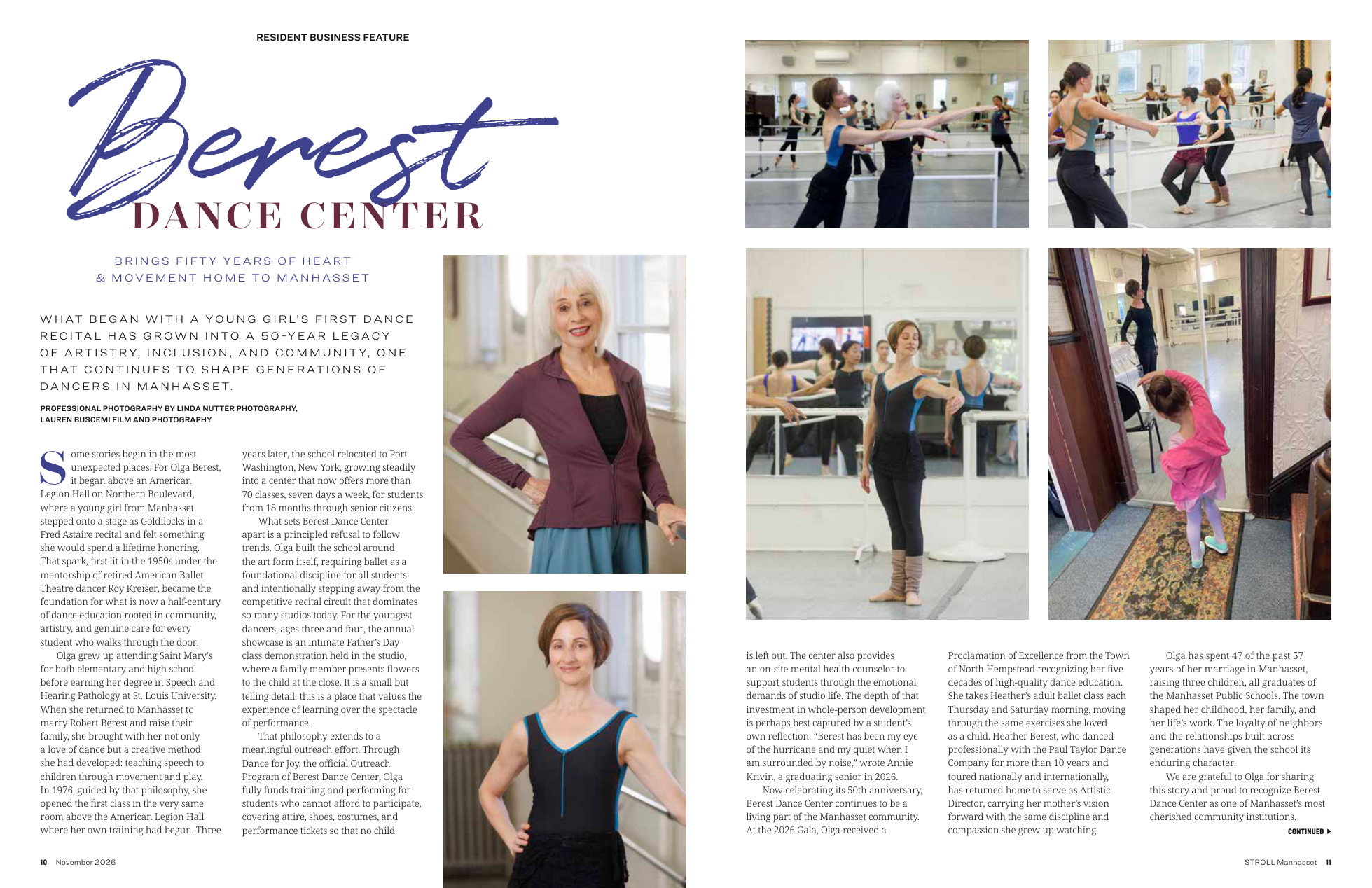 Stroll Manhasset November 2026 feature celebrating 50 years of Berest Dance Center